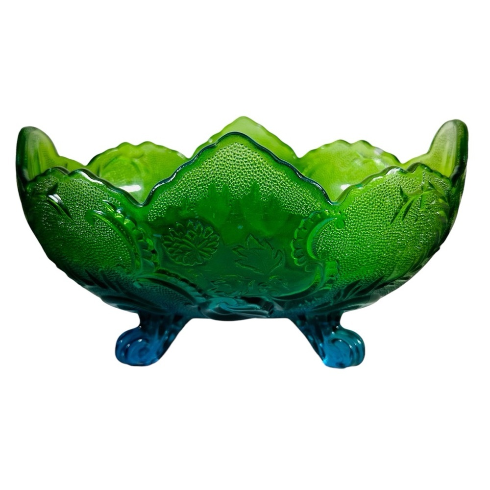 Blue and Green Glass Art Bowls with Organic Forms